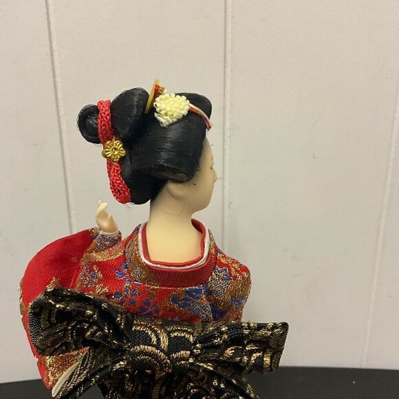 Vintage Antique 1940s Japanese Geisha Doll in Red & Gold Kimono 9” Cloth… - Picture 8 of 12